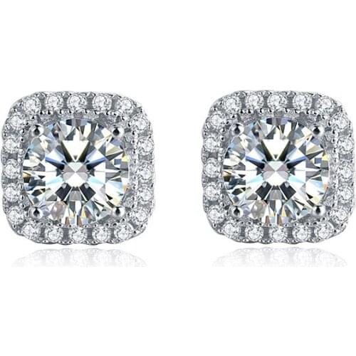 BOEYCJR 925 Classic Silver 0.5ct D color Moissanite VVS Fine Jewelry Diamond Stud Earring With certificate for Women Gift