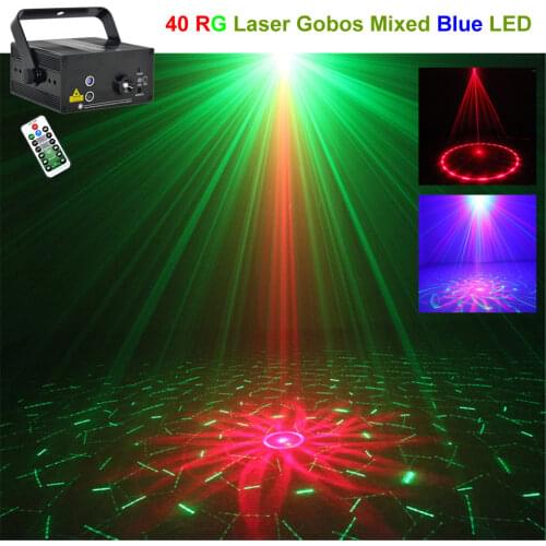 Sharelife Mini 40 Red Green Gobos DJ Laser Light Mixed Blue LED Remote Control Speed Home Gig Party Show Stage Lighting SL40RG