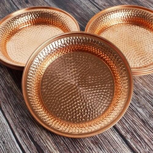 7pcs Pure Copper Drinking Plate Pure Brass Auspicious Tibetan Holy Water Cup Collection Buddhist Bowl Homes Gift Decorative