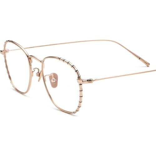 Titanium glasses frame fine round frame pure titanium retro small round flat mirror light glasses frame customized myopia