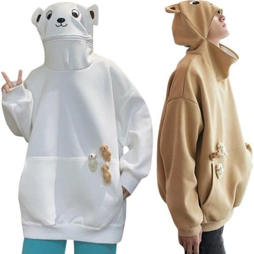 Fashion Casual Frog Panda Outfits Hooded Sweatshirt Couple With Plush Toy Accessories Durable Hoodie Pullover For Winter Autumn