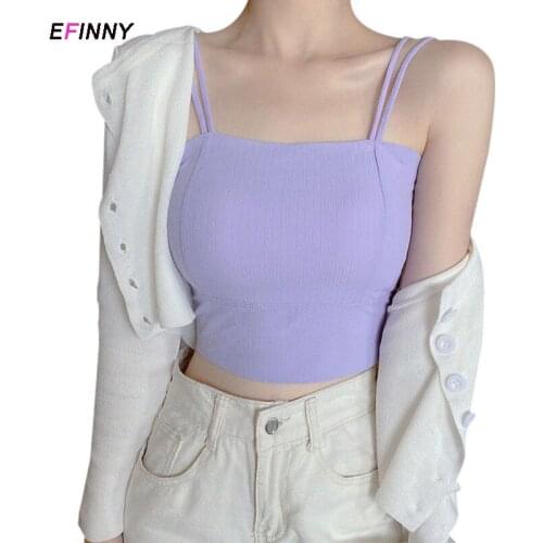 Womens Top Sleeveless Crop Top Summer Streetwear Girls Ladies Camis Solid Color Women Clothing Sexy Crop Tops 2021 Summer Top