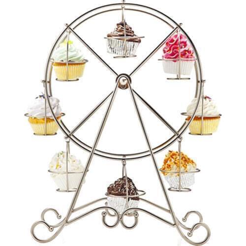 Ferris Wheel 8 Cup Cake Stand Rotate Stainless Steel Display Holder Wedding Party Birthday Baking Tools Dessert Decor 2021 New