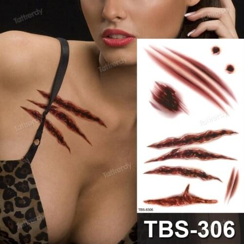 Childrens temporary tattoo stickers Halloween party waterproof scar tattoo Spider Scarecrow Skull Tattoos girls arm body art