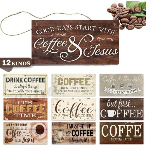 Coffee Signboard Wooden Hanging Plaques Gifts Home Kitchen Bar Decorative Shop Door Signs Plaque Home Kitchen Decoration Pendant
