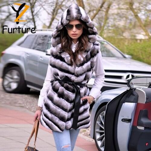 YZ.FURTURE Real Fur Chinchilla Rex Rabbit Fur Warm Winter Real Fur Sleeveless Jacket New Genuine Leather Jackets Fashion Women