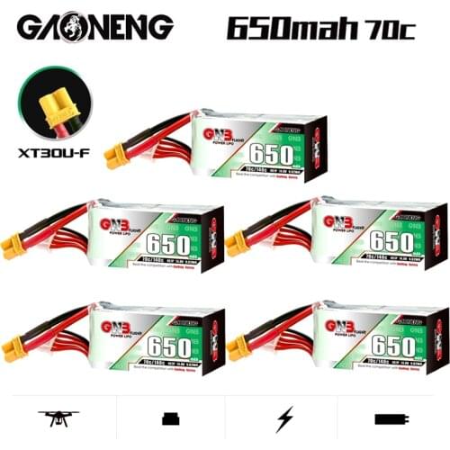 1-10PCS Gaoneng GNB 650mAh 14.8V 4S 70C/140C with XT30U-F Plug HV Lipo Battery for DYS FPV Racing Drone 4 Axis RC Drone Parts