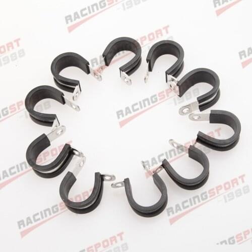 10PCS Cushioned Hose Mounting Clamp Loop Strap 304 Stainless Steel 1" Black