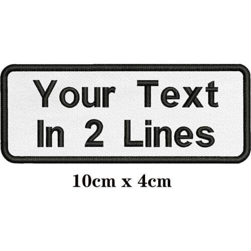 White backgroun 10X4cm Embroidery Custom Name Text Patch Stripes badge Iron On Or Velcro Backing Patches For Clothes Backpack