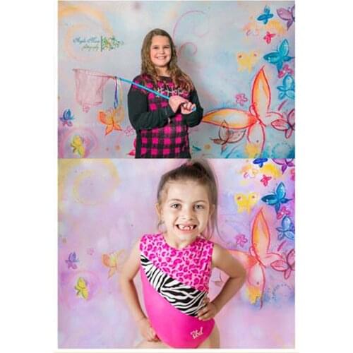 150*200cm warm colorful style children picture with butterfly for newborn baby photography background vinyl digital printed