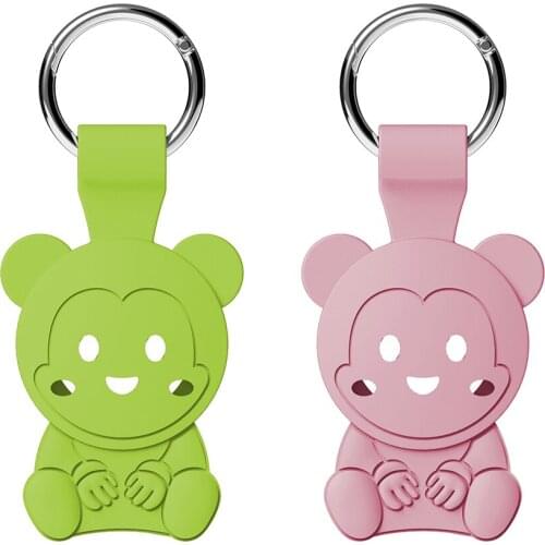 2 Pack Cute Bear Soft Silicone Case for Apple AirTag Case Cover Anti-drop Anti-lost Key chain For AirTags Location Tracker New