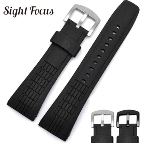 26mm Watch Band for Seiko Rubber Strap VELATURA Series Black 26mm Pin Tang Buckle Men Wristwatch Bracelet Diving Wristband Strap