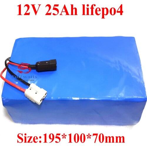 Lifepo4 12V 25Ah battery pack lifepo4 battery pack with BMS for 12.8V backup power bank solar panel/energy ebike+3A charger