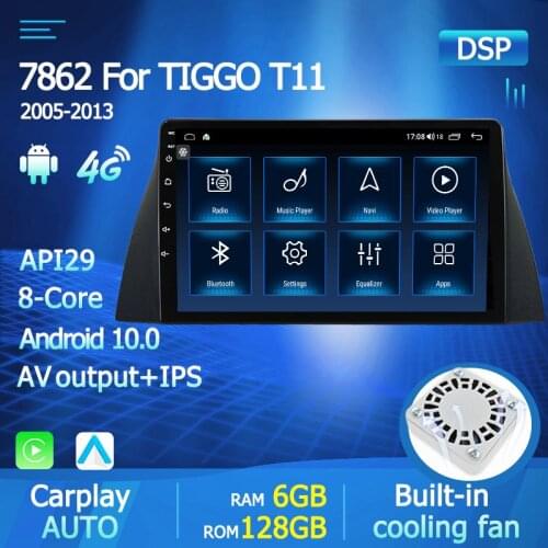 4G+WIFI API29 for Chery Tiggo T11 2005-2013 Car Radio Multimedia video player GPS Automotivo 2 din Android 10.0 RAM 6GB+128GB