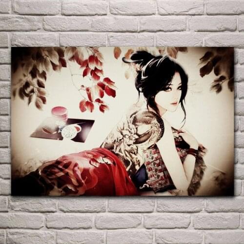 Asian oriental women females girls babes tattoo posters on the wall picture home living room decoration for bedroom KA321