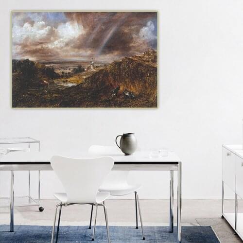 Citon John Constable《Hampstead heath with a rainbow》Canvas Art Oil painting Artwork Picture Backdrop Wall Decor Home Decoration