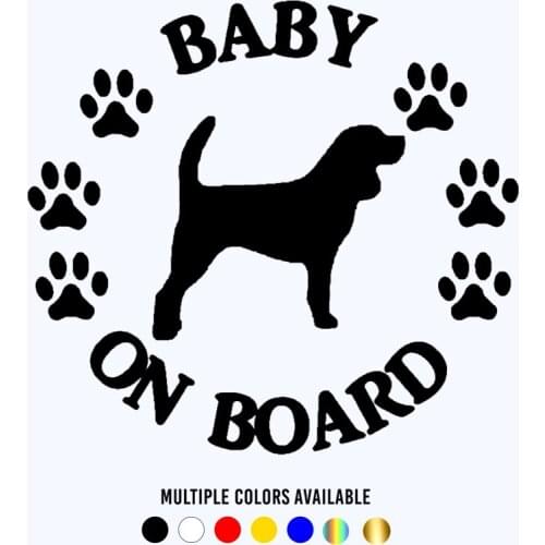 CK20854# Die-Cut Vinyl Decal Baby Beagle on Board Car Sticker Waterproof Auto Decors on Bumper Window Laptop