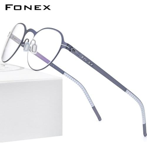 FONEX Alloy Glasses Frame Women 2020 New Round Optical Myopia Prescription Eyeglasses Frames Men Korean Screwless Eyewear 994