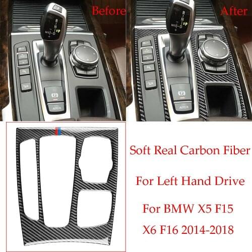 Carbon Fiber Center Control Gear Shift Panel Cover For BMW X5 F15 X6 F16 for Left Hand Drive 2014-2018