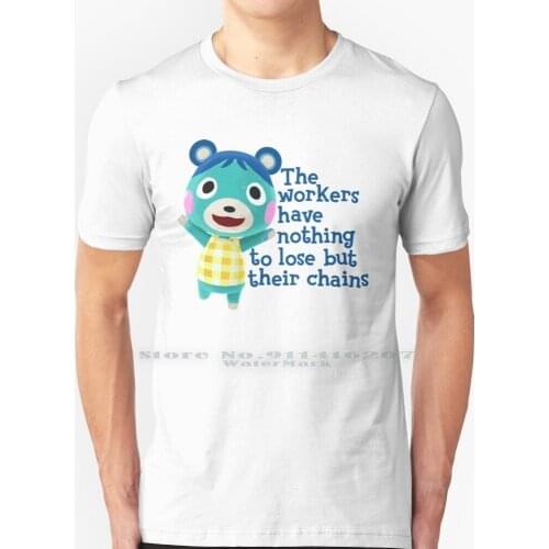 Bluebear Rallies The Workers T Shirt 100% Pure Cotton Animal Animal Funny Humor Bluebear Cute Nintendo Cub Switch Socialism