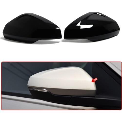 Gloss Black Side Wing Rear View Rearview Mirror Cover Case Caps Shell Replace For Volkswagen For VW Virtus 2018-2021
