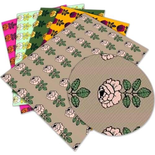 Floral Faux Leather Meter Sewing for Hair Bow Bags Shoes Crafts Material 30*136cm