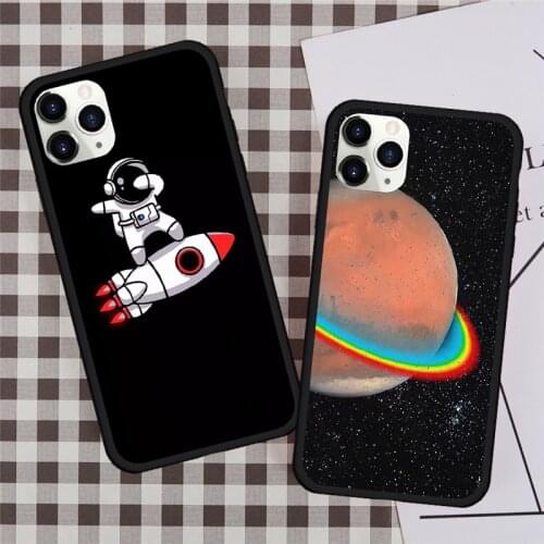 JAMULAR Cute Cartoon Astronaut Planet Phone Case For iPhone 12 mini 7 11 Pro XR XS MAX X 8 SE20 6Plus Silicone Hard Cover Fundas