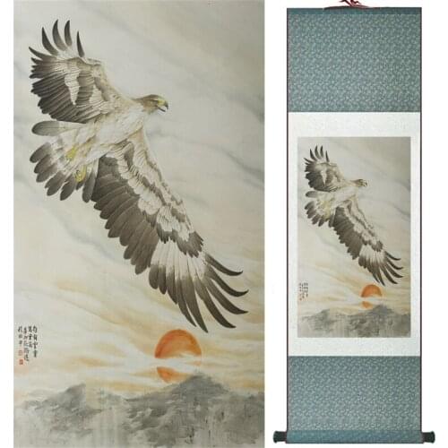 Eagle painting Home Office Decoration Chinese scroll painting eagle on Pine tree painting eagle picture SCGS2017120323