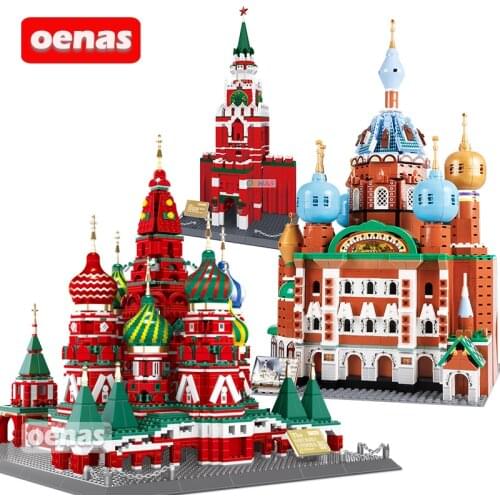 City MOC Street View Architecture Expert Building Blocks Russia Vassily Cathedral Saint Petersburg Large Model Boys Toys Gift