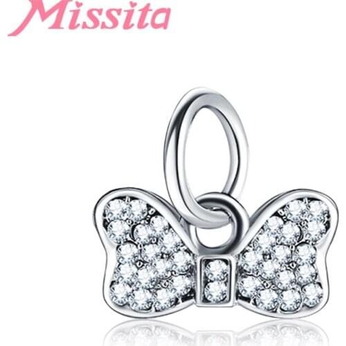 MISSITA Women Lovely Bowknot Charms fit Brand Bracelets & Necklaces for Jewelry Making Ladies Jewelry Accessories