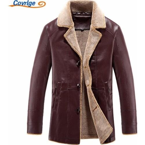 Covrlge Mens Leather Jacket 2019 Winter Jackets for Men Plus Velvet Thickening Warm Coats New Fashion Brand Clothing MWP013