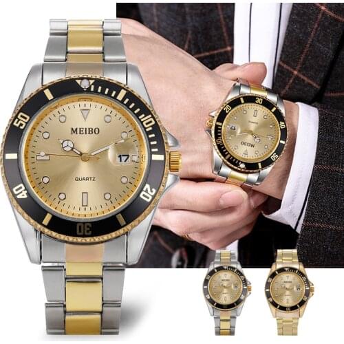 2020 Mens Watch Luxury Business Watch Golden Dial Date Watches Stainless Steel Band Fashion Male Wrist Watch relogio masculino