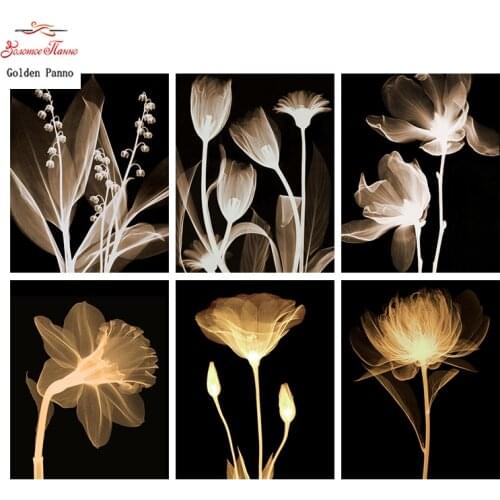 Golden Panno,Needlework,DIY DMC Cross stitch,Sets For Embroidery kit 14ct unprinted Transparent flowers Cross-Stitching 1121