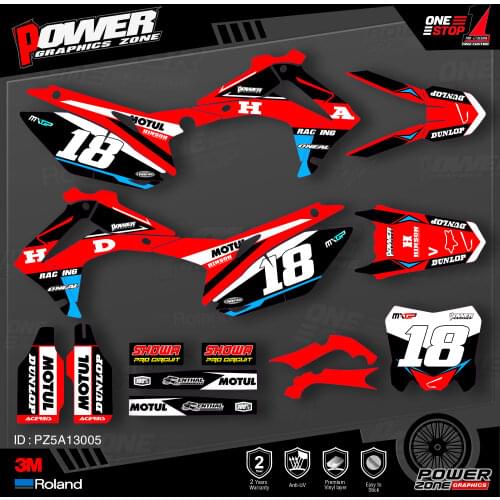 PowerZone Custom Team Graphics Backgrounds Decals 3M Stickers Kit For HONDA 2014-2017 CRF250R 2013-2016 CRF450R 005