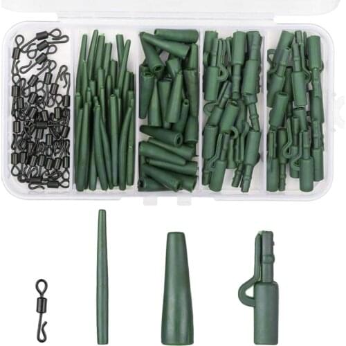 Fishing Tackle Kit Fishing Accessories Set Lead Clip Anti Tangle Sleeve Tail Rubber Quick Change Swivel Kit with Box