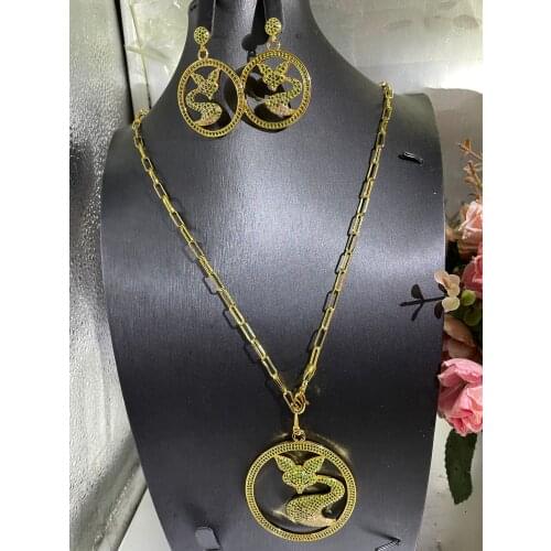 JaneKelly Luxury Big2pcs Jewelry Set With Cubic Zirconia for Women Bridal Party Wedding Accessories Saudi Arabic Dubai