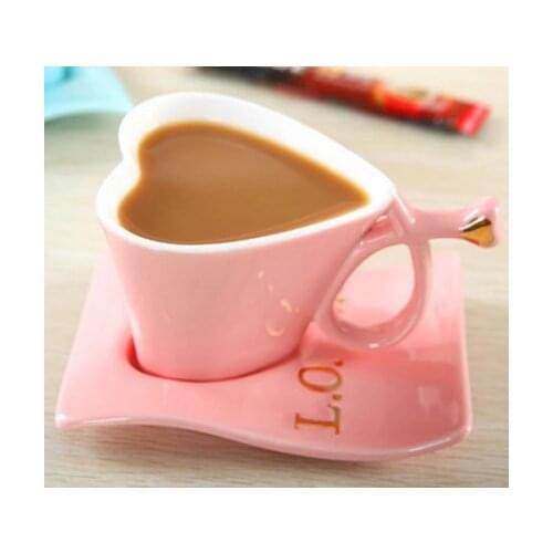 New Direct Sales Creative Heart-Shaped Ceramic Cup European Coffee Heart-Shaped Tea Cup Couple Cup Mug Coffee Cup