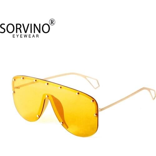 One-piece Fashion Large Frame Sunglasses Women 2021 New Y26 Trendy Rivet Sun Glasses Cool Pink Lenses Unique Temples Men UV400