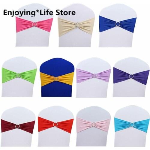 Wholesale 100pcs Chair Cover Band Spandex Stretch Wedding Sashes Bow Party Banquet Decor Dining Chair Covers Cover Chair