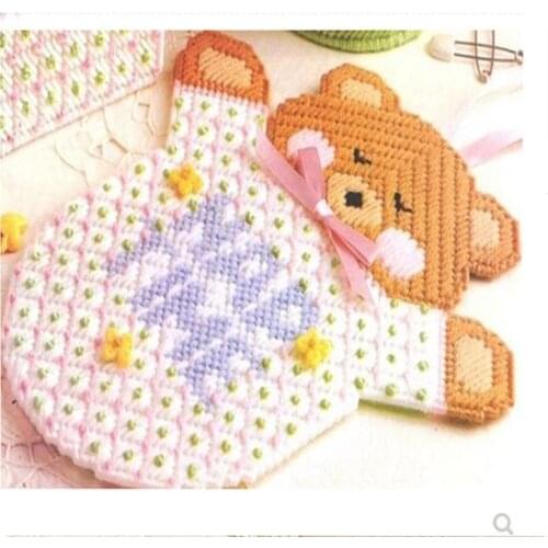 Simple diy handmade creativity to do their own thick wool cross stitch new three-dimensional embroidery material package bear