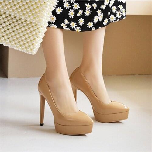 PXELENA 2021 Spring New Sexy Women Stiletto Super High Heels Shoes Platform Patent Leather Slip On Dress Party Nightclub Pumps