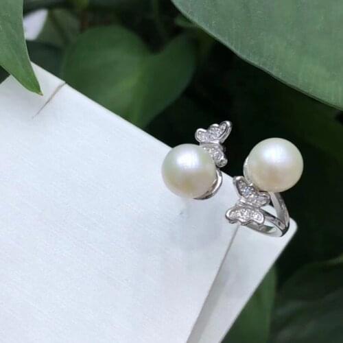 Butterfly 925 Sterling Silver Adjustable Free Size Ring Settings Findings Mountings Parts for Pearl Corals Jade Crystal Agate
