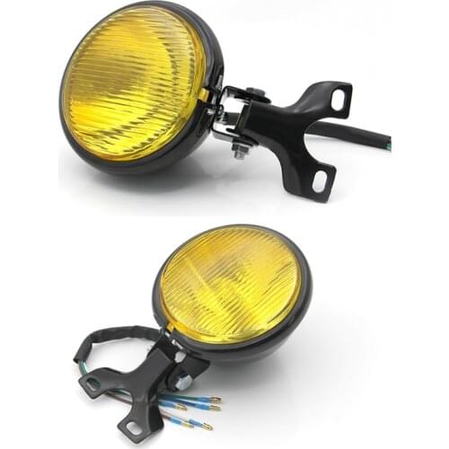 Retro Metal Motorcycle Headlight Round with Holder Electroplate Silver Vintage