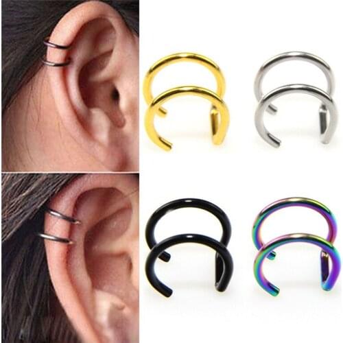 1 Pair New Punk Rock Ear Clip Cuff Wrap Earrings No piercing-Clip Hollow Out U Pattern Statement jewelry Unisex 4 Colors