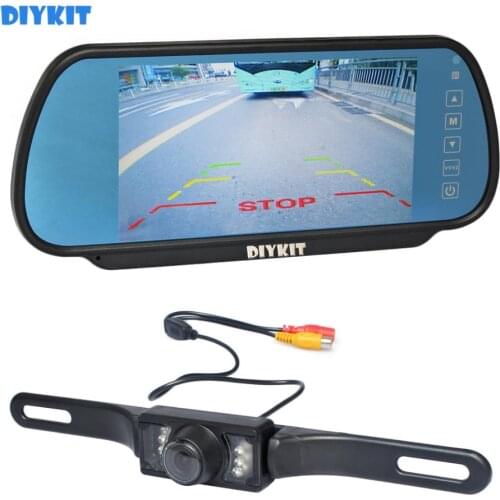 DIYKIT Auto HD Parking System 7" Car Rear View Mirror Monitor IR Night Vision Rear View Car Camera