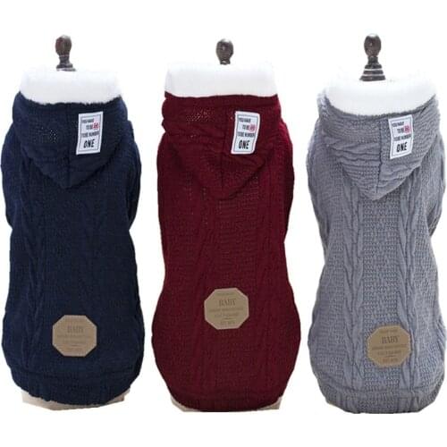 Pet Sweater Knited Hoodie Thick Cotton Cat Puppy Dogs Coat Jackets Sport Style Puppy Hooded Warm Clothing Accessories