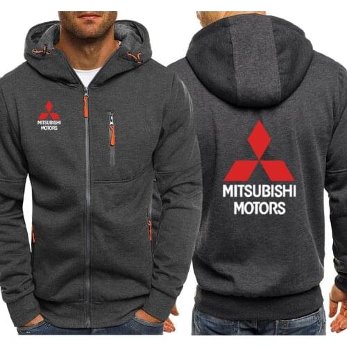 Hoodies Men Mitsubishi Car Logo Print Casual Hip Hop Harajuku Long Sleeve Hooded Sweatshirts Mens zipper Jacket Man Hoody
