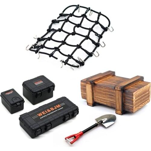 Top 6PCS/Set Simulated Decoration Suitcase Luggage Net Shovel for TRX4 Defender SCX10 90046 90047 MST Jimny VS4 RC Car Accessori
