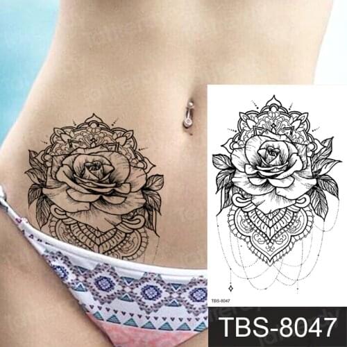 1PC Hot Flash Waterproof Tattoo Women Henna Temporary Tattoo Sticker Black Ink Mehndi Stencil Leg Hand Feet tatouage taty water