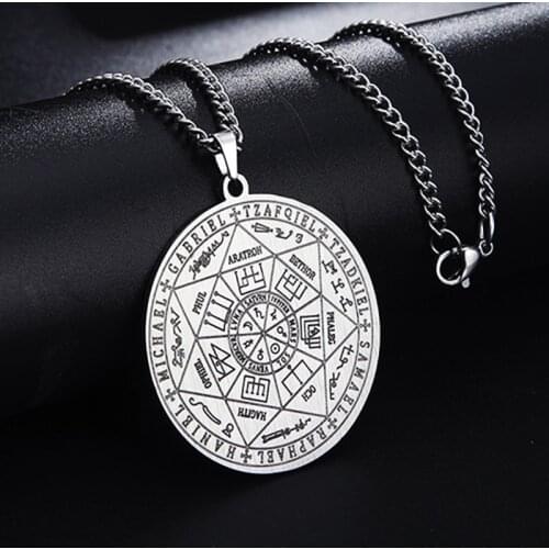 Wicca 7 Archangels Sigil Charm Necklaces Men Women Witchcra Pentagram Pendant Supernatural Magic Amulet Protection Talisman